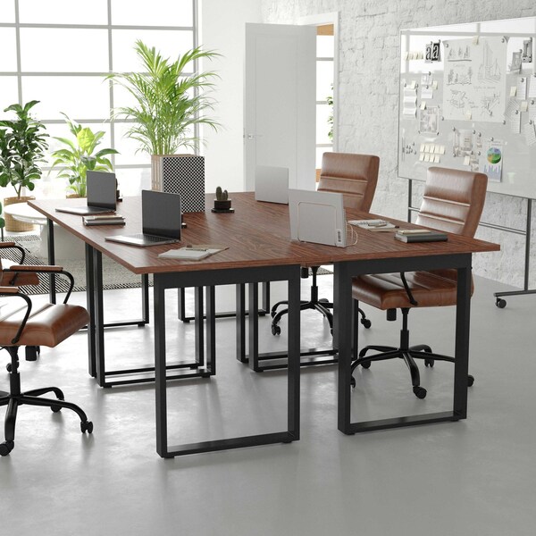 Flash Furniture Redmond 48x30 Conf Tbl w/1in. Thick Dbl Sided Laminate Tbl Top w/PVC and U-Frame Steel Bse, Walnut - MT-M4830-WLT-UBF-GG