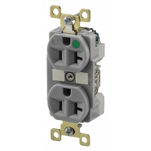 Receptáculo Zoro Select, 20 amperios, 125V AC, montaje al ras, toma dúplex estándar, 5-20R, Gris - BRY8300GRYL