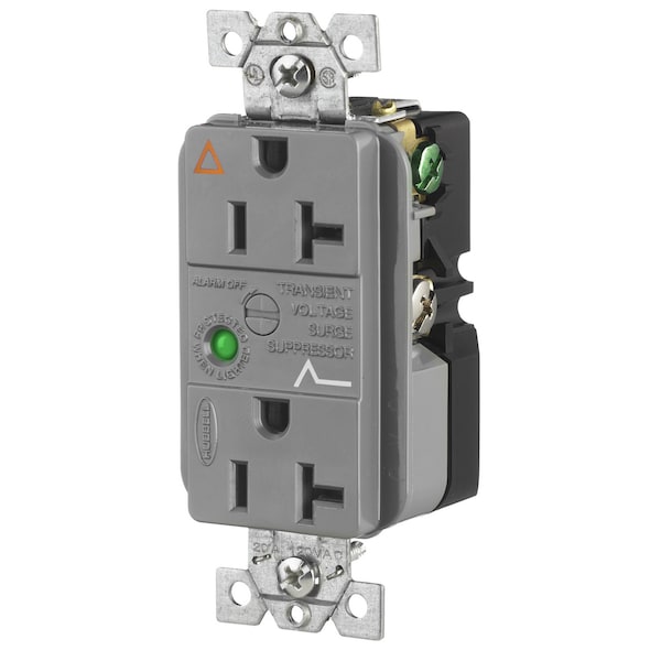 Receptáculo dúplex de 20A con supresor de picos, tipo IG, 125V, 5-20R, gris - IG5362GYSA