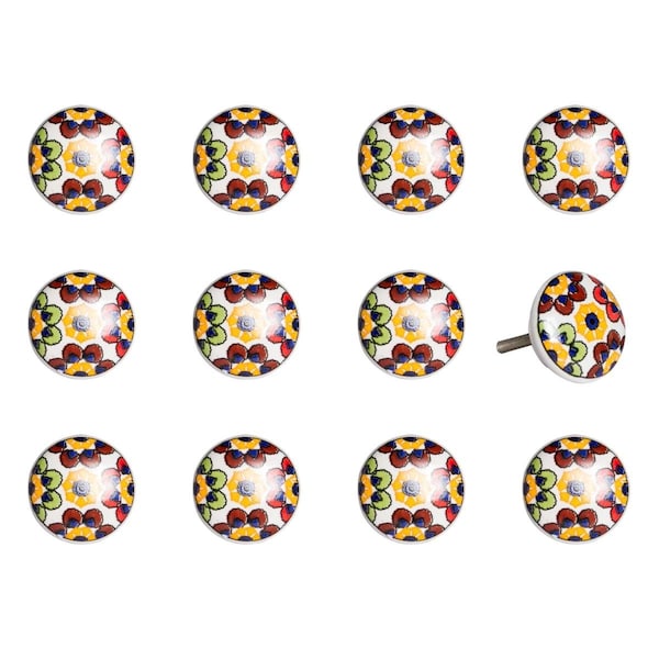 Decoracion K000019 Knob It - Yellow Blue & Red, 12PK - DE3082498