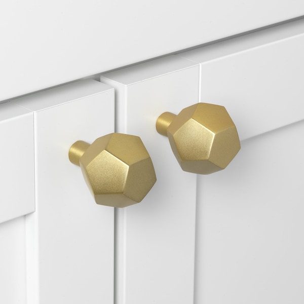 Gliderite Hardware 1-1/2 in. Faceted Knob Satin Gold, 25PK - 5826-SG-25