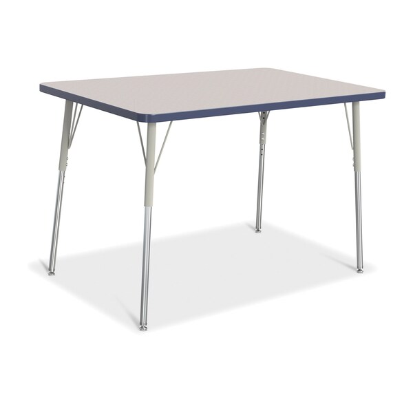 Jonti-Craft Berries Rectangle Activity Table, 30 in. x 48 in., A-height, Freckled Gray/Navy/Gray - 6473JCA112