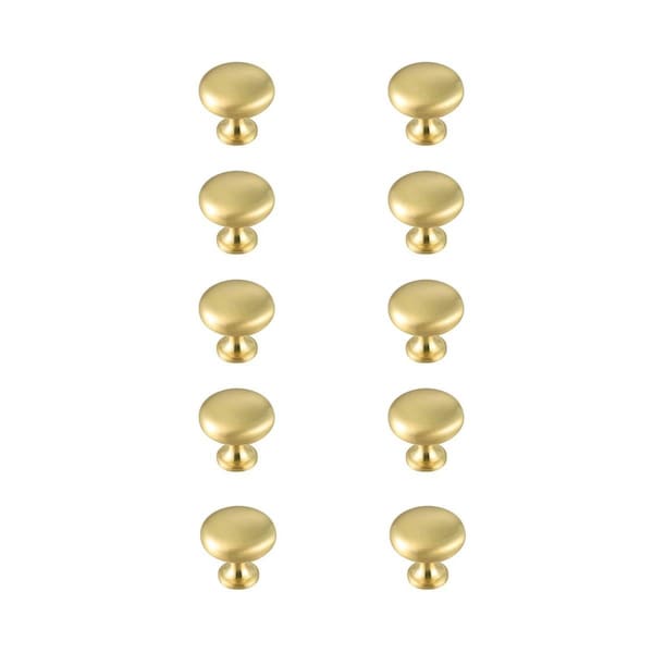 Plaza 1.2 in. Dia. Cadon Multipack Mushroom Knob, Brushed Gold, 10PK - PL2571382