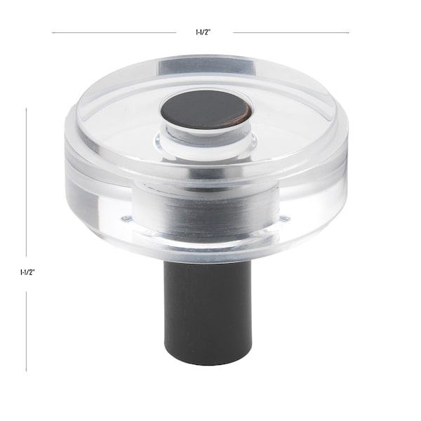 Gliderite Hardware 1-1/2 in. Clear Acrylic Knob Oil Rubbed Bronze - 5828-ORB-1