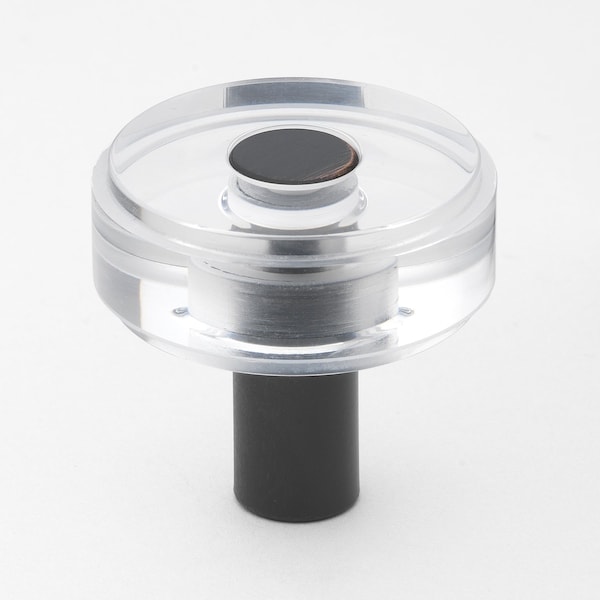 Gliderite Hardware 1-1/2 in. Clear Acrylic Knob Oil Rubbed Bronze - 5828-ORB-1