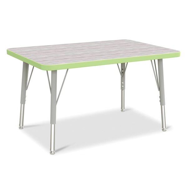Jonti-Craft Berries Rectangle Activity Table, 24 in. x 36 in., E-height, Driftwood Gray/Key Lime/Gray - 6478JCE451