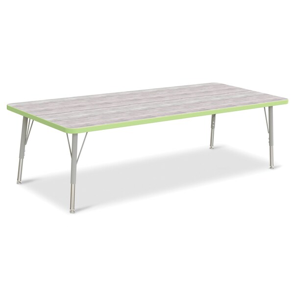 Jonti-Craft Berries Rectangle Activity Table, 30 in. x 72 in., E-height, Driftwood Gray/Key Lime/Gray - 6413JCE451