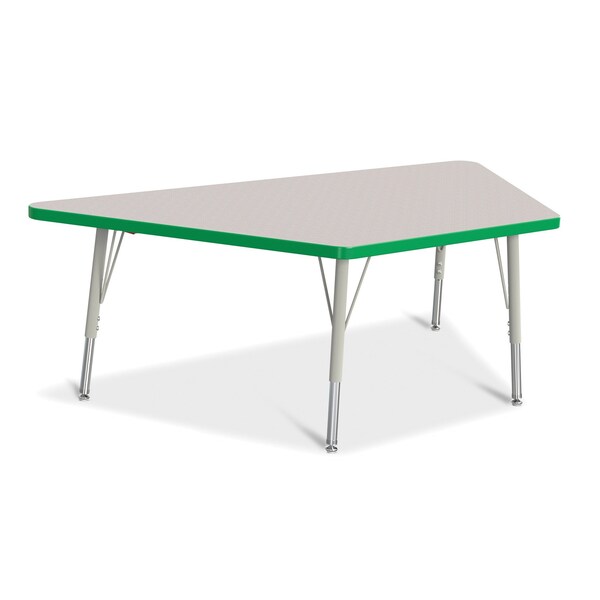 Jonti-Craft Berries Trapezoid Activity Tables, 30 in. x 60 in., E-height, Freckled Gray/Green/Gray - 6443JCE119