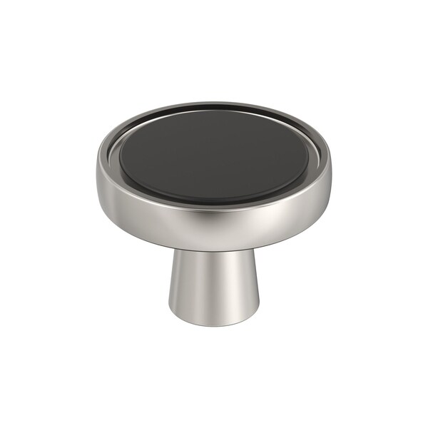 Amerock Mergence 1-3/8 inch 35mm Diameter Matte Black/Polished Nickel Cabinet Knob - BP36857FBPN