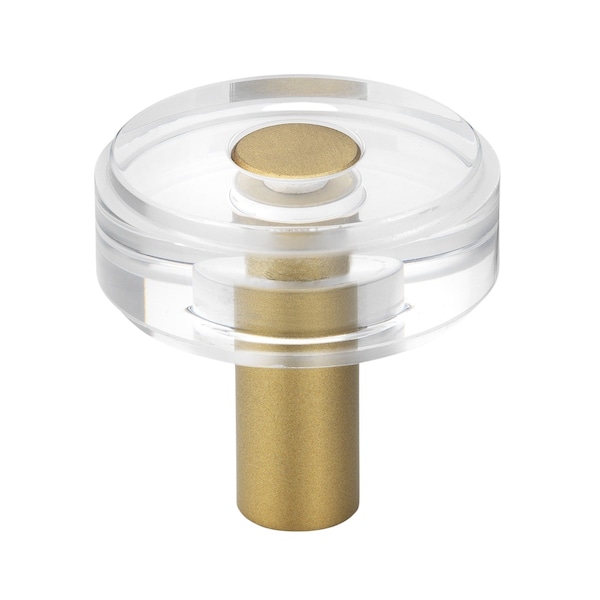 Gliderite Hardware 1-1/2 in. Clear Acrylic Knob Satin Gold, 10PK - 5828-SG-10