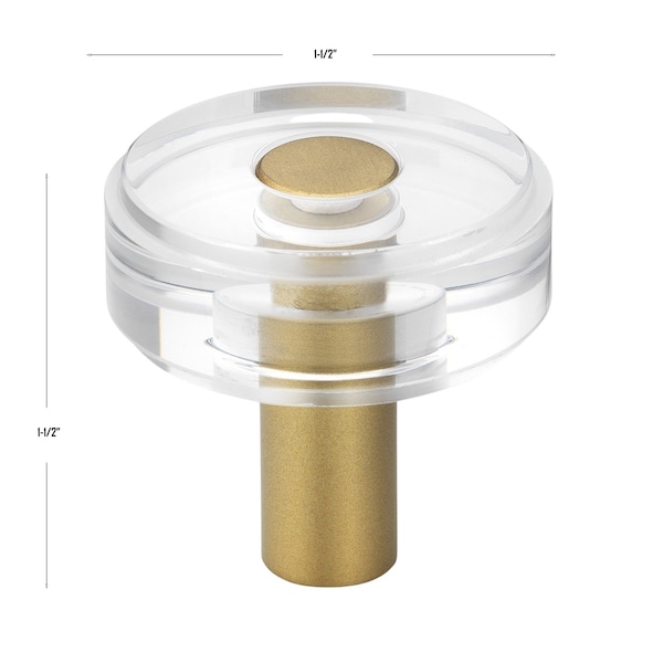 Gliderite Hardware 1-1/2 in. Clear Acrylic Knob Satin Gold, 10PK - 5828-SG-10