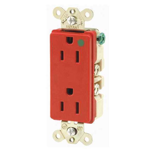 Receptáculo Zoro Select, 15 amperios, 125V AC, montaje rasante, toma duplex decorativa, 5-15R, color rojo - 9200RED