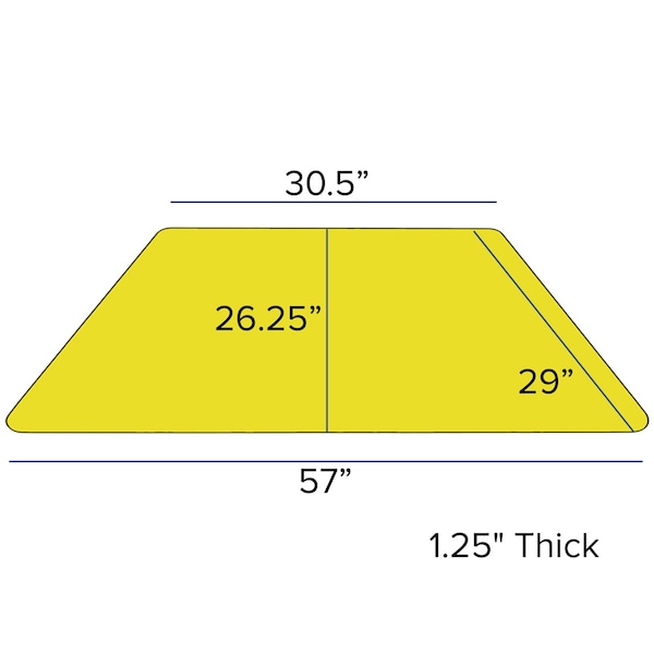 Flash Furniture Trapezoid Table, Trapezoid, Lckng Casters, Yl, 30"x60", 29 W, 57 L, 25.37 H, Yellow - XU-A3060-TRAP-YEL-T-P-CAS-GG