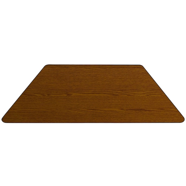 Flash Furniture Trapezoid Activity Table, 29 W, 57 L, 30.37 H, Chrome, Laminate, Particleboard, Steel, Wood Grain - XU-A3060-TRAP-OAK-T-A-CAS-GG