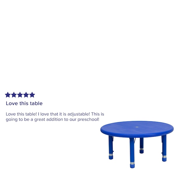 Flash Furniture Round Activity Table, 33 W, 33 L, 23.75 H, Plastic, Steel, Blue - YU-YCX-007-2-ROUND-TBL-BLUE-GG