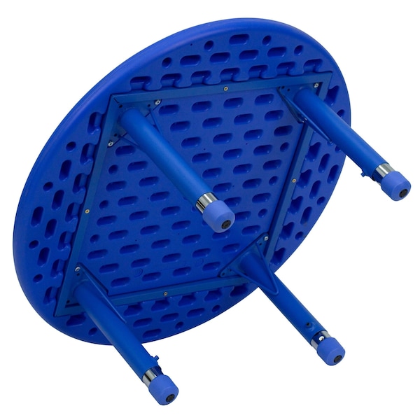 Flash Furniture Round Activity Table, 33 W, 33 L, 23.75 H, Plastic, Steel, Blue - YU-YCX-007-2-ROUND-TBL-BLUE-GG