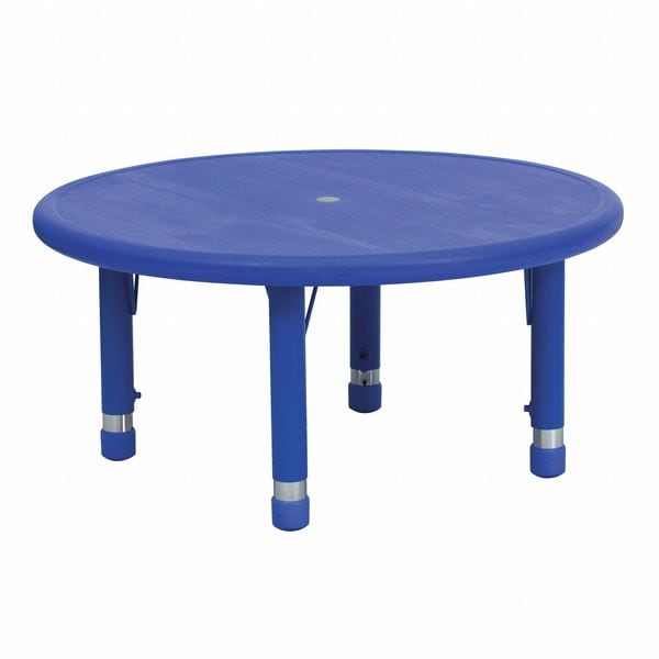 Flash Furniture Round Activity Table, 33 W, 33 L, 23.75 H, Plastic, Steel, Blue - YU-YCX-007-2-ROUND-TBL-BLUE-GG