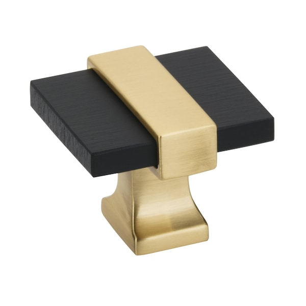 Amerock Overton 1-3/8 in 35 mm Length Brushed Matte Black/Brushed Gold Cabinet Knob - BP36680BMBBGL