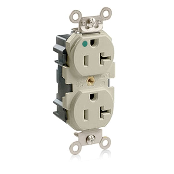 Receptáculo Leviton, 20 A Amperios, 125VCA, Tomacorriente Dúplex, 5-20R, Marfil - MT830-I