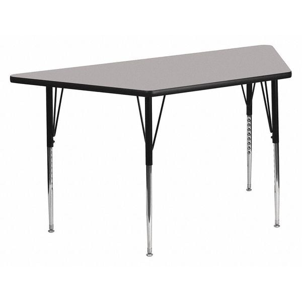 Flash Furniture Trapezoid Activity Table, 29 W, 57 L, 30.125 H, Chrome, Laminate, Particleboard, Steel, Grey - XU-A3060-TRAP-GY-T-A-GG