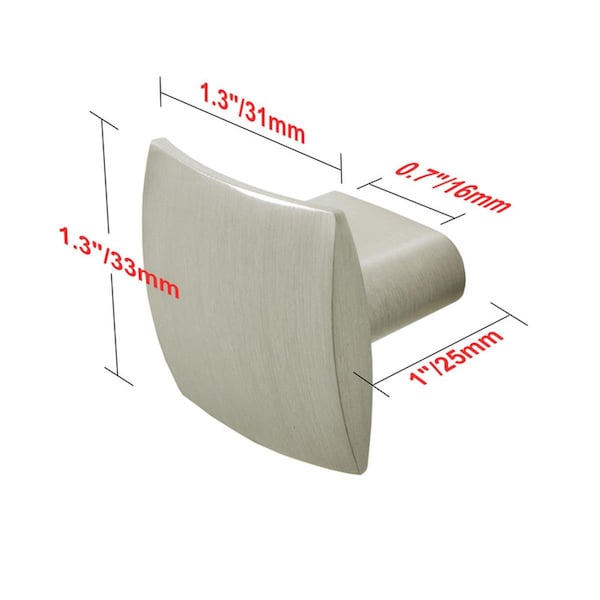 Utopia Alley 1.3 in. Rhonda Contoured Square Cabinet Knob, Brushed Nickel, 25PK - HW208PLBN021-25