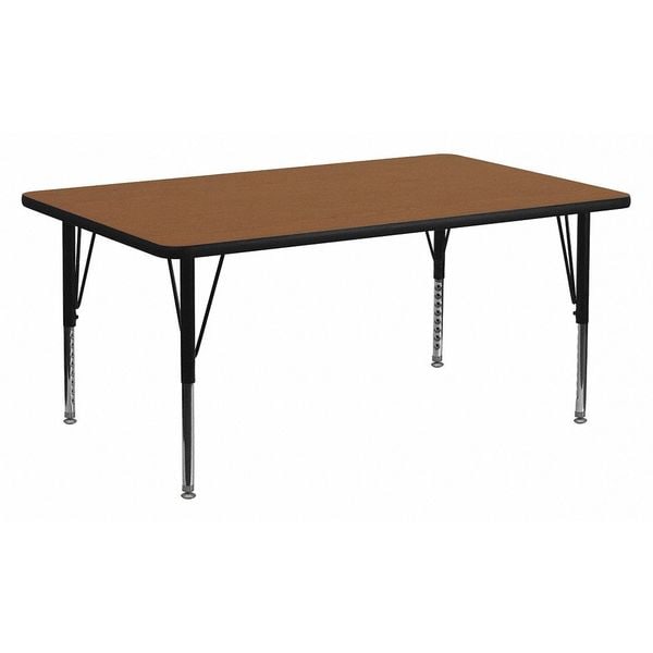 Flash Furniture Rectangle Activity Table, 30" W, 72" L, 25.25" H, Laminate, Wood Grain - XU-A3072-REC-OAK-H-P-GG