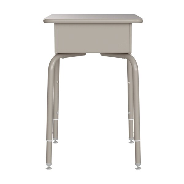 Flash Furniture HERCULES Student Desk w/Open Front Metal Book Box, Gray Desktop, Silver Frame and Black Stack Chair - FD-DESK-GYG-SCH3BB-GG