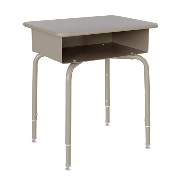 Flash Furniture HERCULES Student Desk w/Open Front Metal Book Box, Gray Desktop, Silver Frame and Black Stack Chair - FD-DESK-GYG-SCH3BB-GG