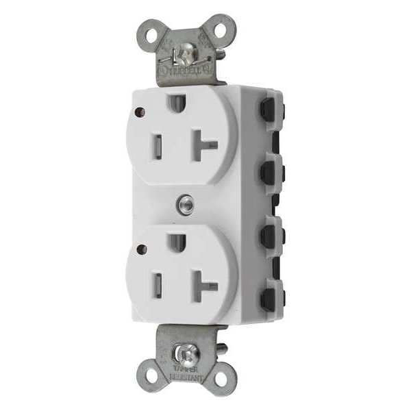 Receptáculo Hubbell, 20 A Amps, 125V AC, Montaje al Ras, Tomacorriente Dúplex Estándar, 5-20R, Blanco - SNAP5362WLTRA
