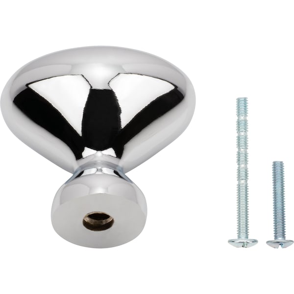 Designperfect 1-1/4 Overall Length Oval Cabinet Knob, Polished Chrome, 10PK - DPA10B7KPC
