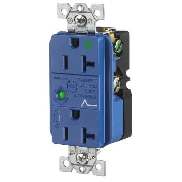 Receptáculo Hubbell, 20 amperios, 125V CA, montaje al ras, toma dúplex decorativa, 5-20R, azul - HBL8362SA