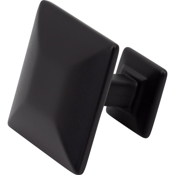 Designperfect 1-3/16 Overall Length Square Cabinet Knob, Matte/Flat Black - DPA-S94KBLK