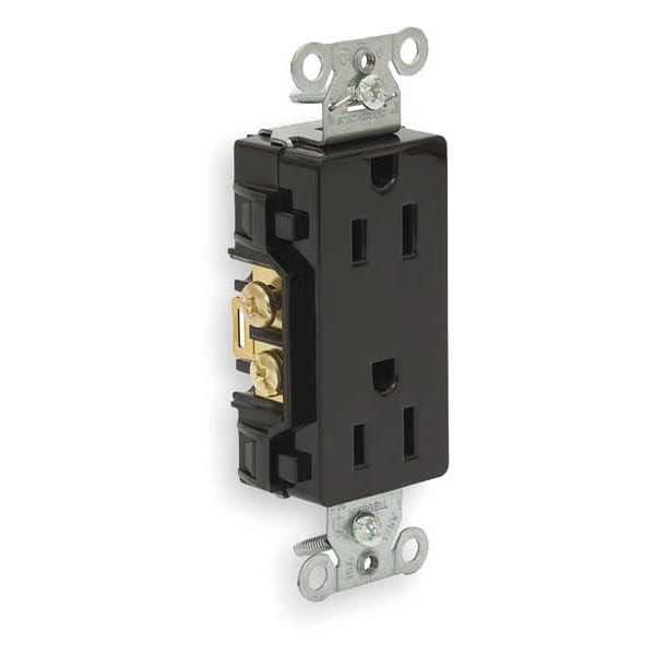 Contacto Hubbell, 15 amperios, 125V AC, Montaje empotrado, Salida dúplex decorativa, 5-15R, Negro - DR15BLK