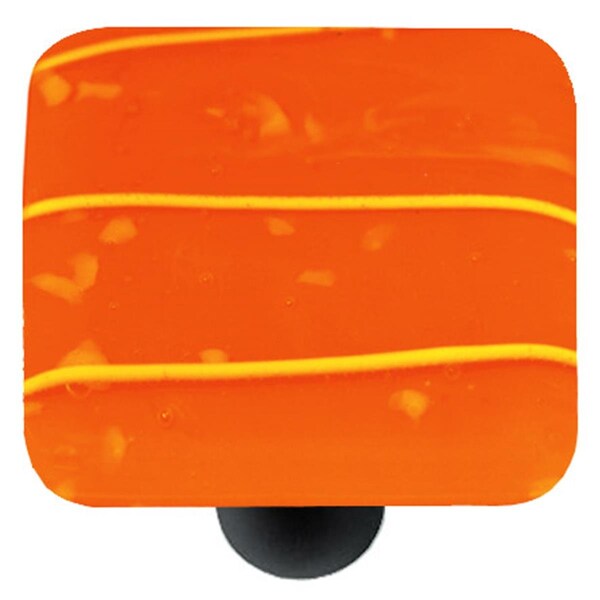 Towels Usa Mardi Gras Yellow with Orange Square Glass Cabinet Knob - Black Post - TO2522012