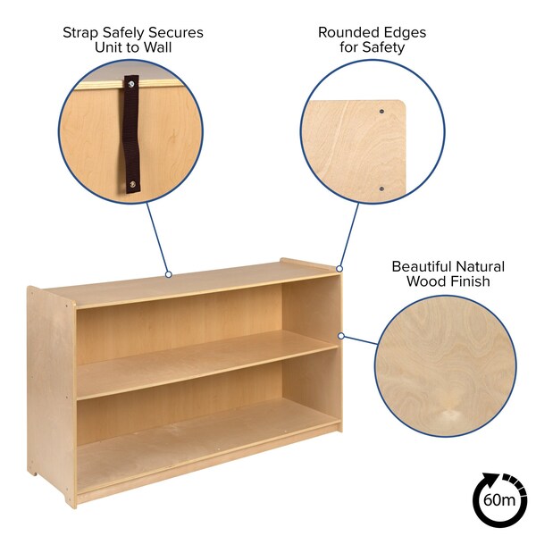 Flash Furniture Wooden 2 Section School Classroom Storage Cabinet - MK-STRG007-GG