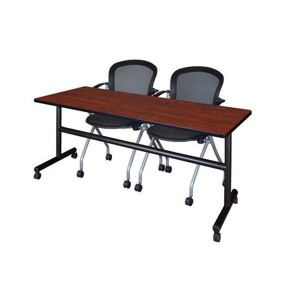 Kobe Rectangle Tables > Nesting Tables > Kobe Flip Top Table & Chair Sets, 72 W, 24 L, 29 H, Cherry - MKFT7224CH23BK