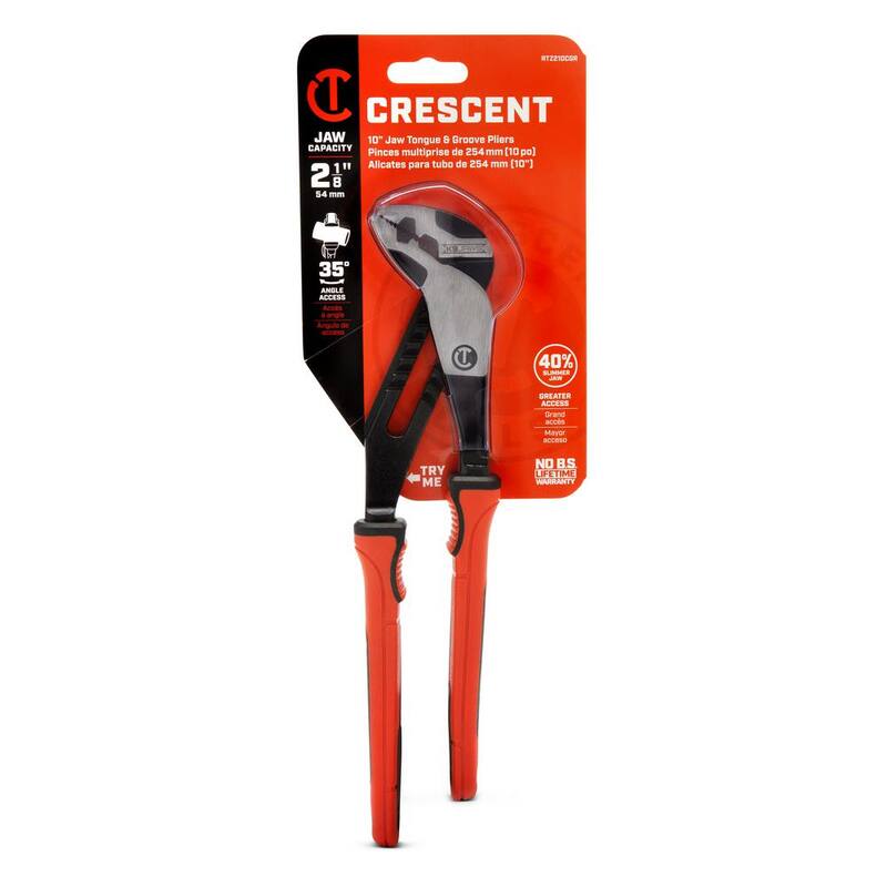 Crescent 10 pulgadas Z2 K9 Alicates de boca recta para ranuras y lengüetas con mango de material dual - RTZ210CGR
