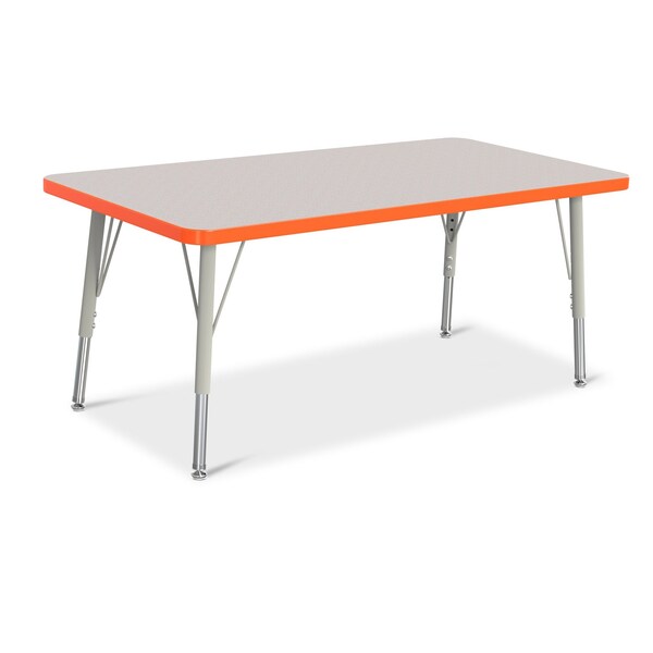 Jonti-Craft Berries Rectangle Activity Table, 24 in. x 48 in., E-height, Freckled Gray/Orange/Gray - 6403JCE114