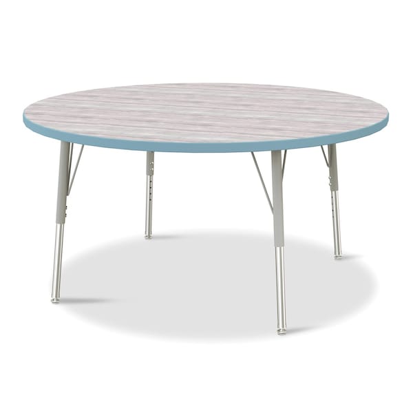Jonti-Craft Berries Round Activity Table, 48 in. Diameter, E-height, Driftwood Gray/Coastal Blue/Gray - 6433JCE452