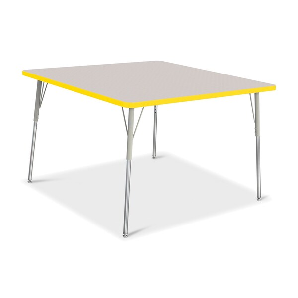 Jonti-Craft Berries Square Activity Table, 48 in. x 48 in., A-height, Freckled Gray/Yellow/Gray - 6418JCA007