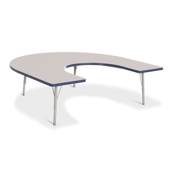 Jonti-Craft Berries Horseshoe Activity Table, 66 in. x 60 in., E-height, Freckled Gray/Navy/Gray - 6445JCE112