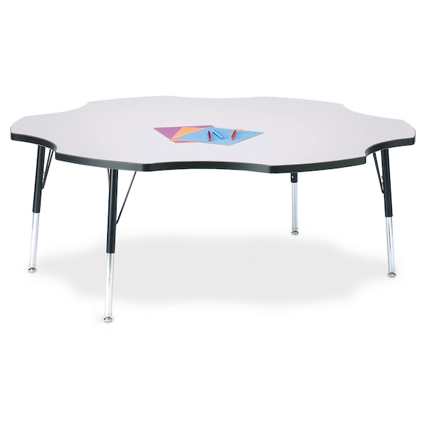 Jonti-Craft Berries Six Leaf Activity Table, 60 in., E-height, Freckled Gray/Black/Black - 6458JCE180
