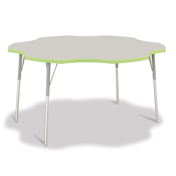 Jonti-Craft Berries Six Leaf Activity Table, 60 in., A-height, Freckled Gray/Key Lime/Gray - 6458JCA130