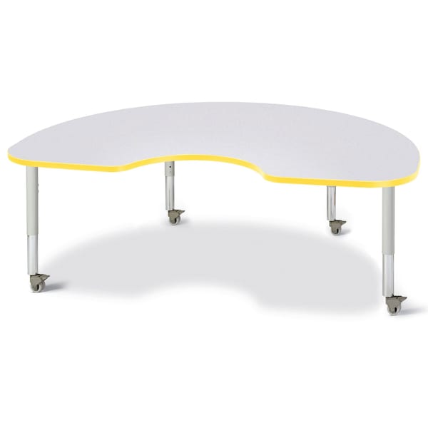 Jonti-Craft Berries Kidney Activity Table, 48 in. x 72 in., Mobile, Freckled Gray/Yellow/Gray - 6423JCM007
