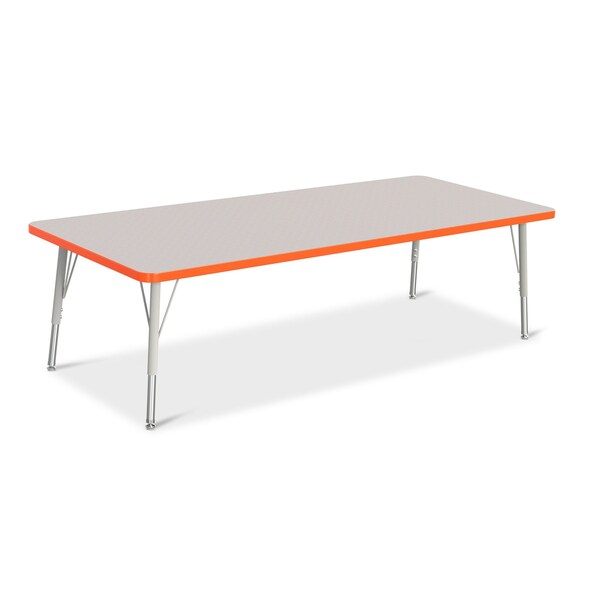 Jonti-Craft Berries Rectangle Activity Table, 30 in. x 72 in., E-height, Freckled Gray/Orange/Gray - 6413JCE114