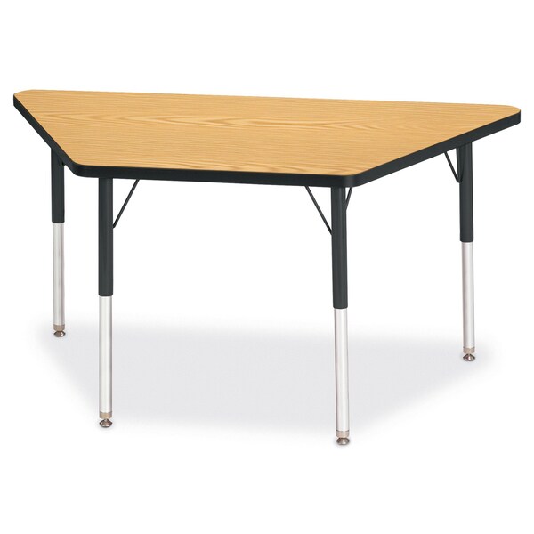 Jonti-Craft Berries Trapezoid Activity Tables, 24 in. x 48 in., A-height, Oak/Black/Black - 6438JCA210