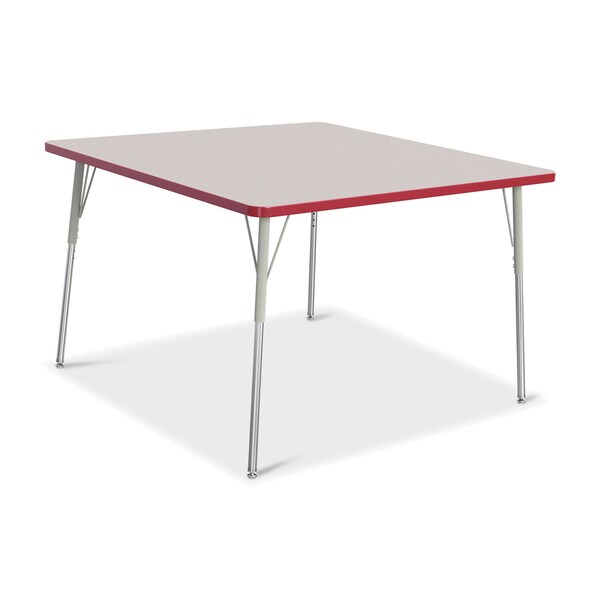 Jonti-Craft Berries Square Activity Table, 48 in. x 48 in., A-height, Freckled Gray/Red/Gray - 6418JCA008