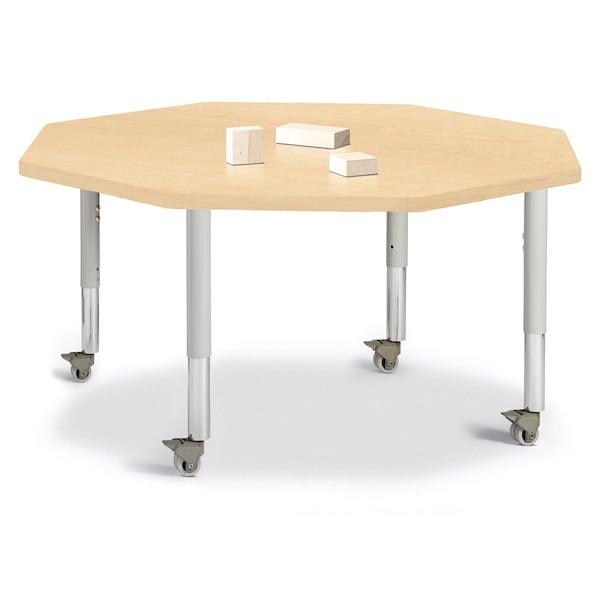Jonti-Craft Berries Octagon Activity Table, 48 in. x 48 in., Mobile, Maple/Maple/Gray - 6428JCM251
