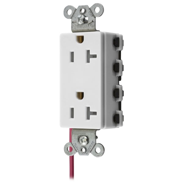Hubbell Wiring Device-Kellems Dispositivos de hoja recta, Receptáculos, Dúplex decorativo de línea de estilo, SNAPConnect, Resistente a manipulaciones, Circuito dividido, 20A 125V, 5-20R - SNAP2162WSCTRA