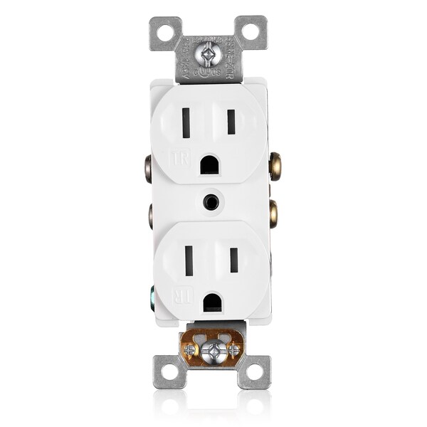Salida dúplex de receptáculo Faith, salida de 3 clavijas a prueba de manipulaciones, 15A 125V, certificada por UL, color blanco, paquete de 10 - SSRE2TR-WH-10
